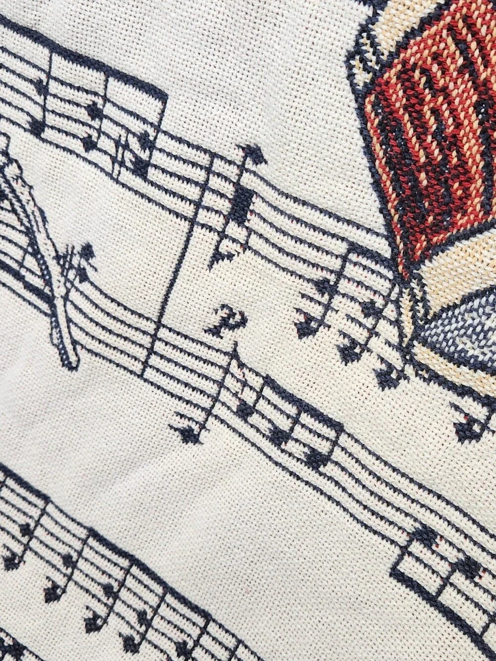 Goodwin weavers Musical Instruments Tapestry Throw Cream Brown USA Made